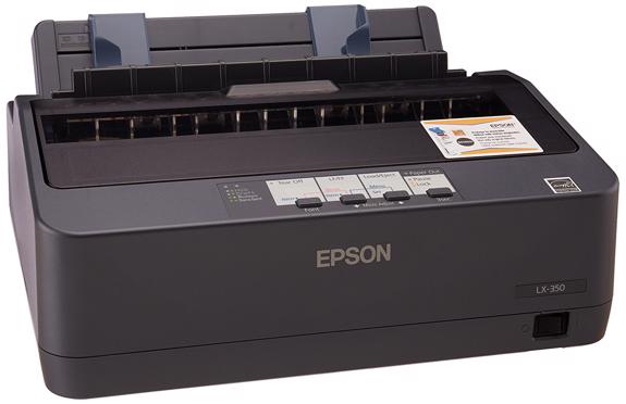 Public product photo - Epson LX350 Dot Matrix Printer: 9Pin/347 cps/Text Mode/1+4 printing/Bi-Directional/400million strike head
life/10,000 POH